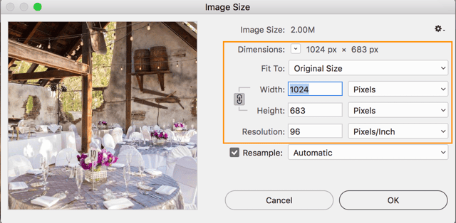 editing resolution for an image