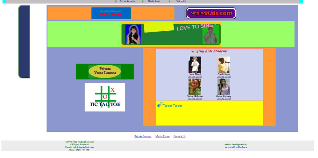 Singing Kids web design