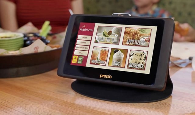 menu on a tablet