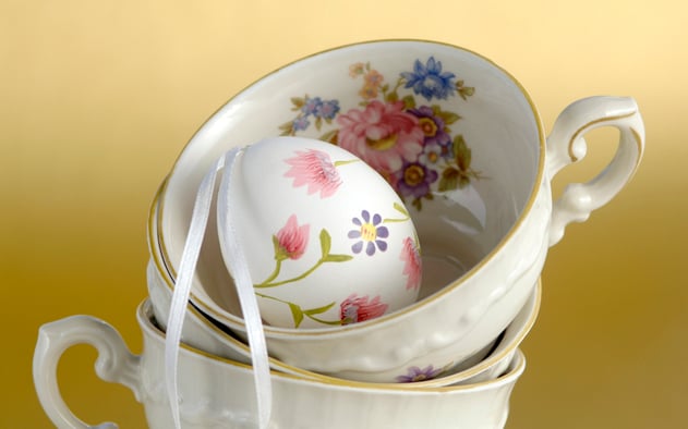 tea cups with an egg