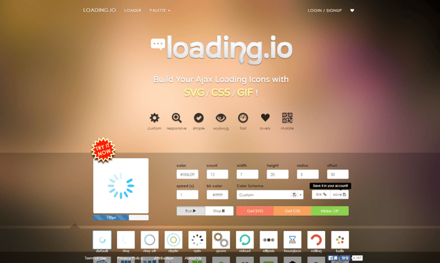 Loading.io web design