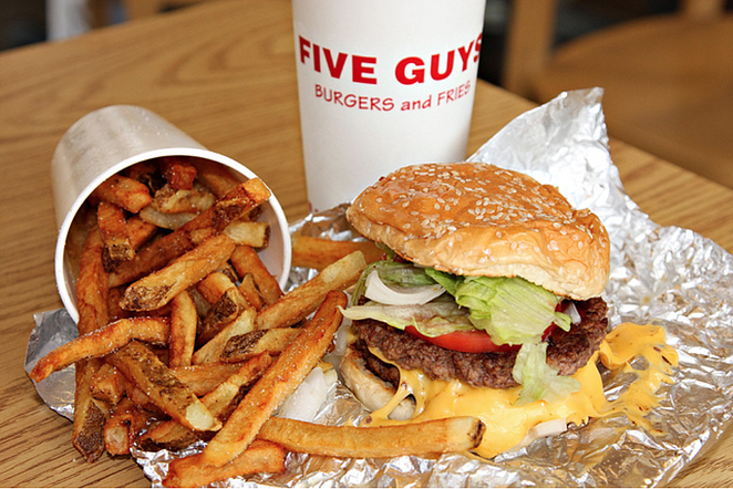 five guys burger fries and drinks