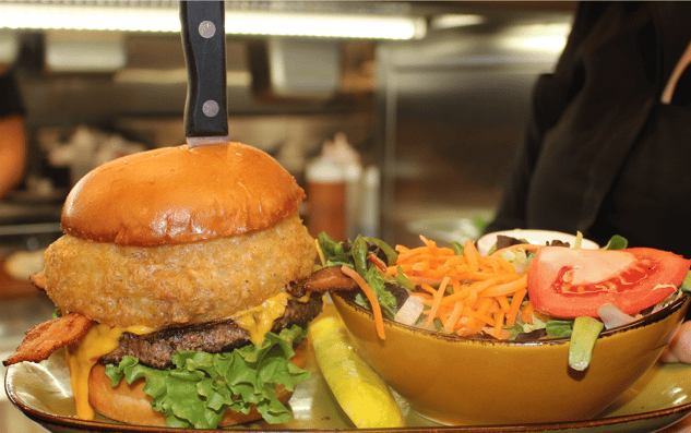 A burger and a salad