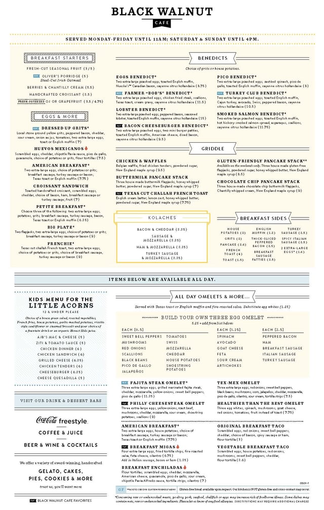 black walnut menu design