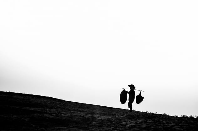 A man in the middle of the farm