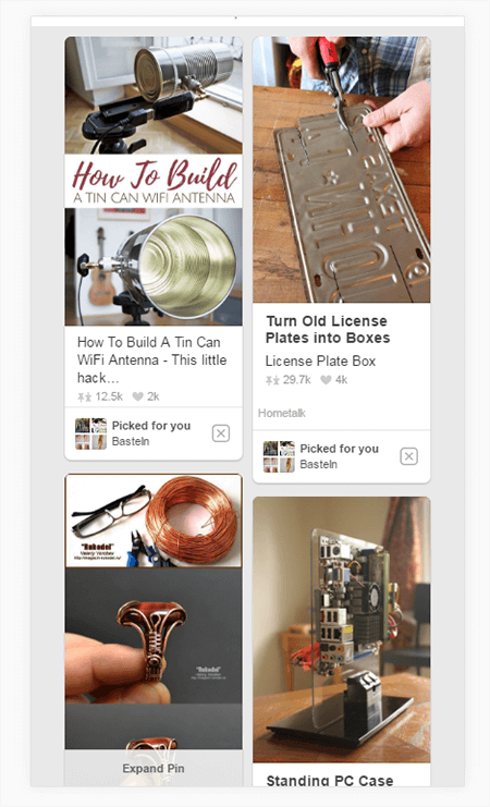 Pinterest page blow up image