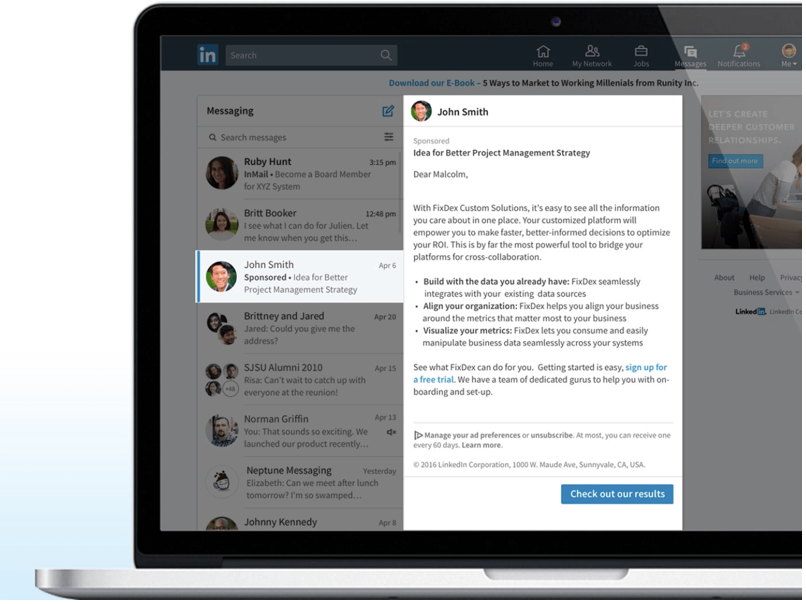 Example shot of LinkedIn email