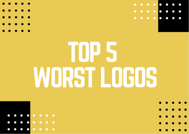 top 5 worst logos n a yellow background
