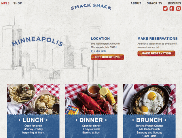 Smack Shack home page image