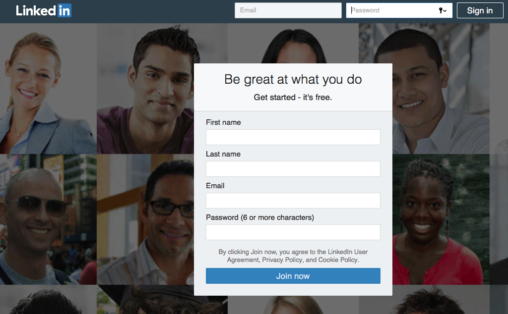 Linkedin homepage