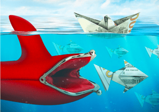wallet shaped shark and paper boats