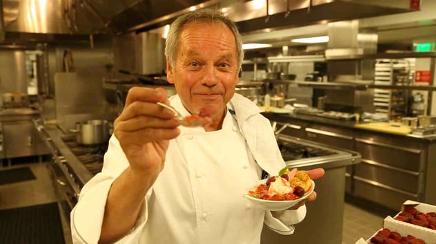 Wolfgang holding a spoonful of Ice cream