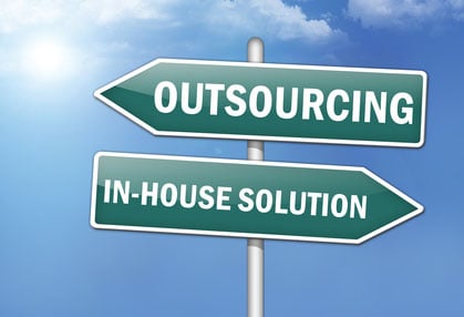 Outsourcing and in house solution arrow direction