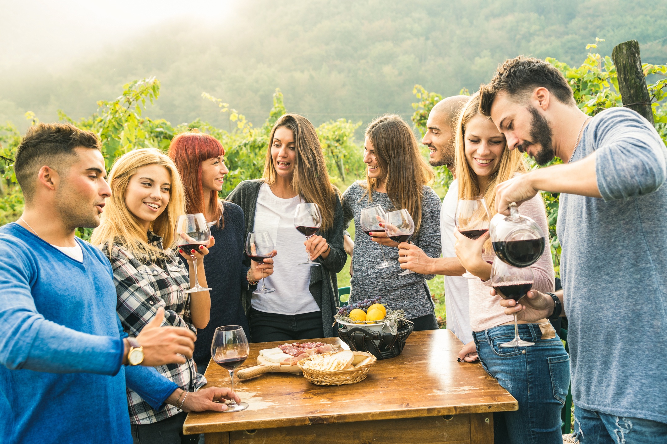 Friends enjoying glass of wine