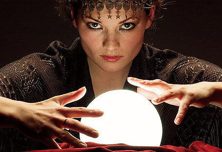 a woman with a crystal ball