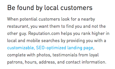 be found by local customers