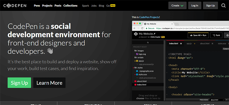 codepen homepage