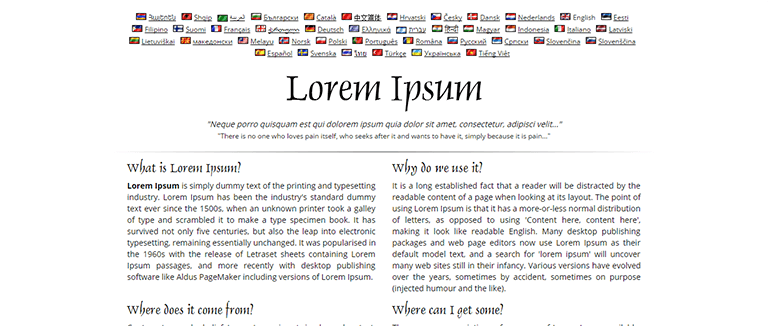 lorem ipsum homepage