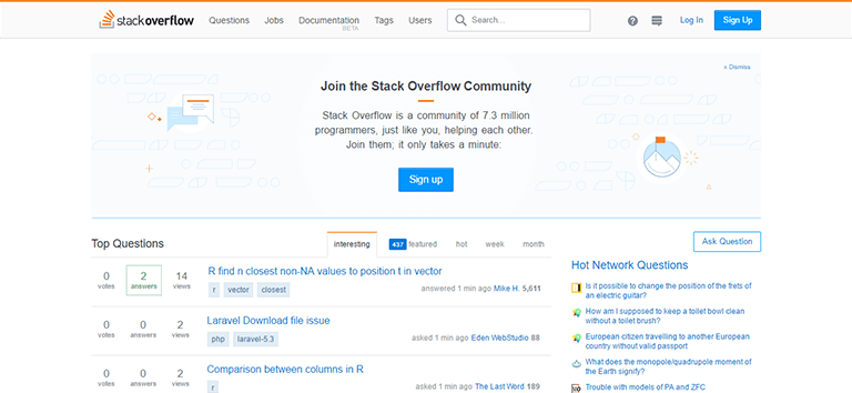 Stack Overflow homepage